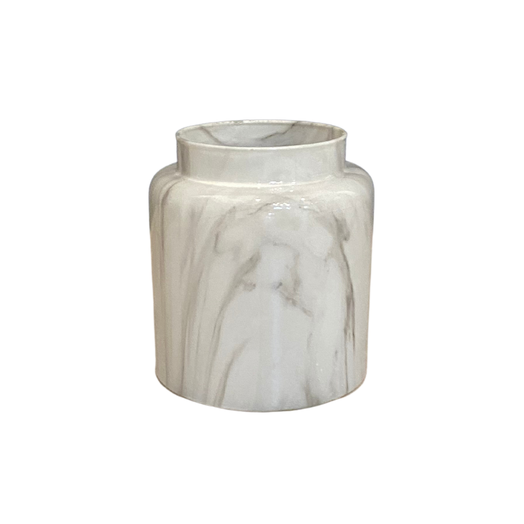 White Marble Glass Container