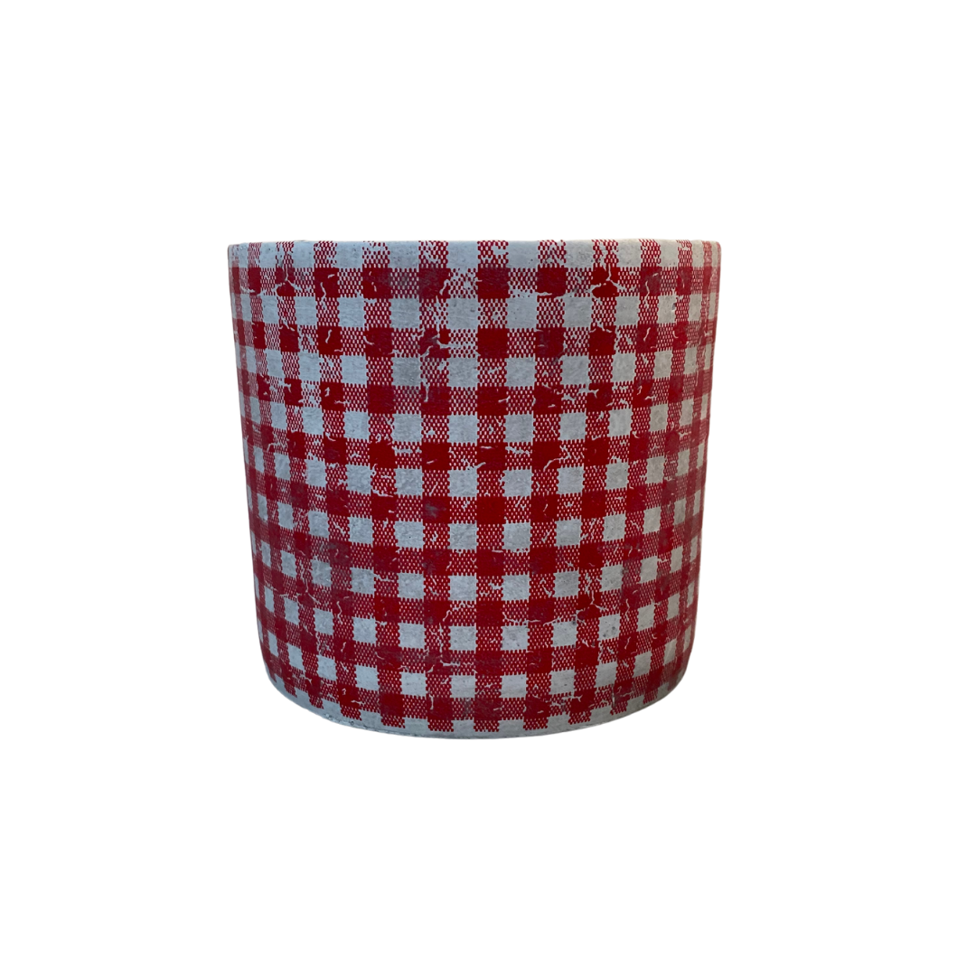 Large Red Gingham Container