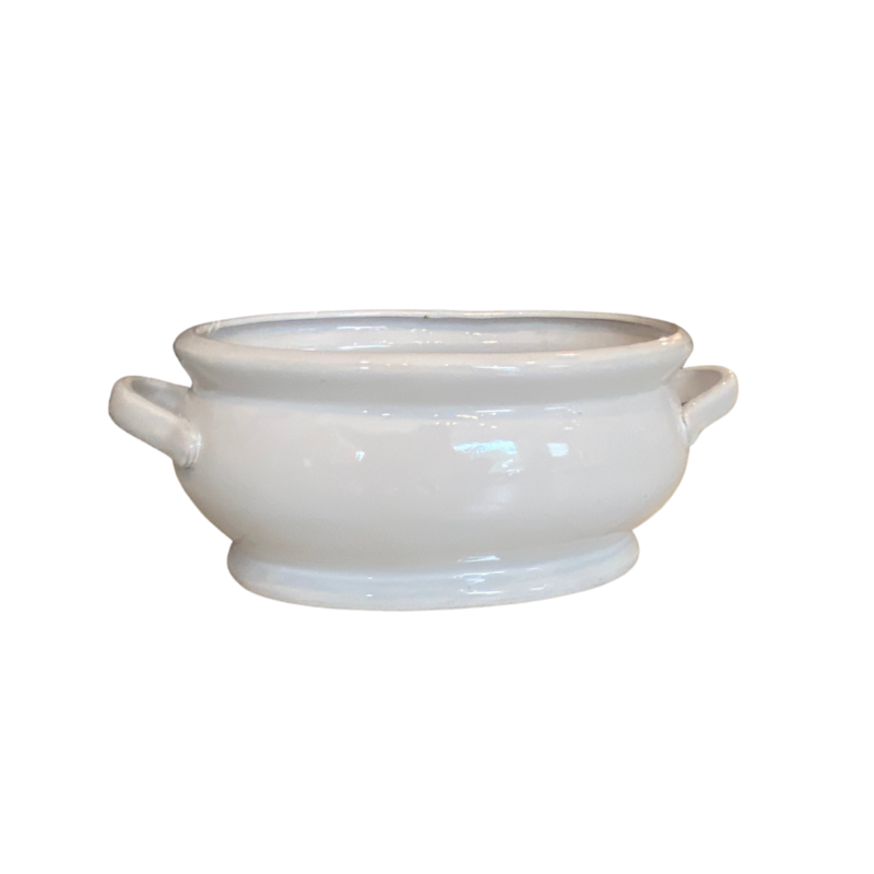 Large White Oval Pot