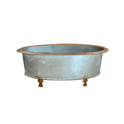 Large Oval Footed Tin Container