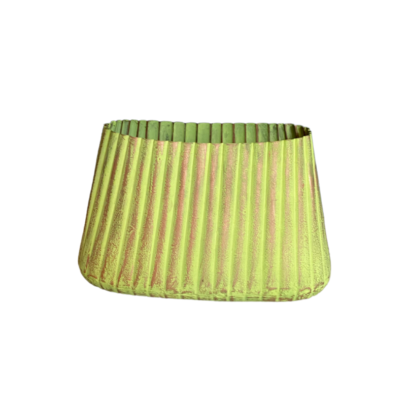 Green Scalloped Tin Container