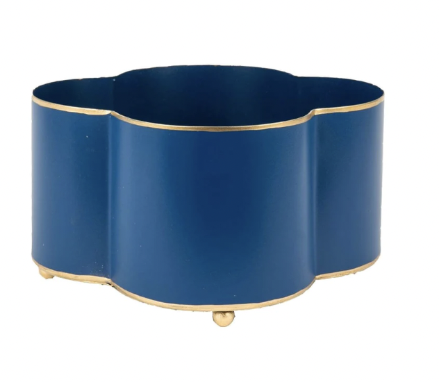 Navy Quatrefoil Cachepot