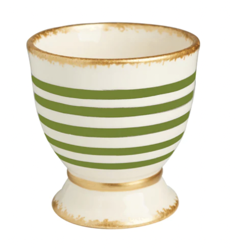 Small Green Striped Cachepot