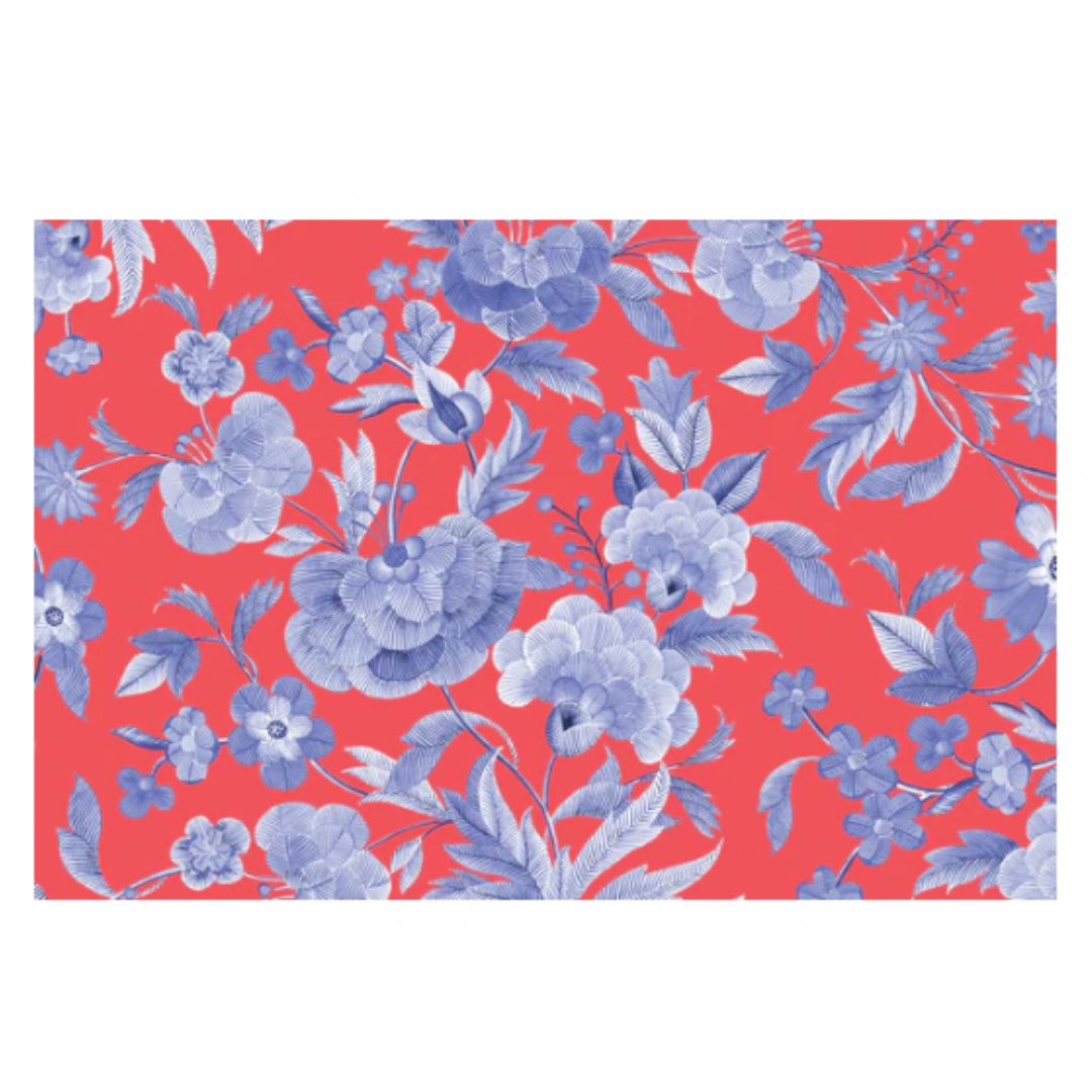 Red and Blue Floral Paper Placemats (25)
