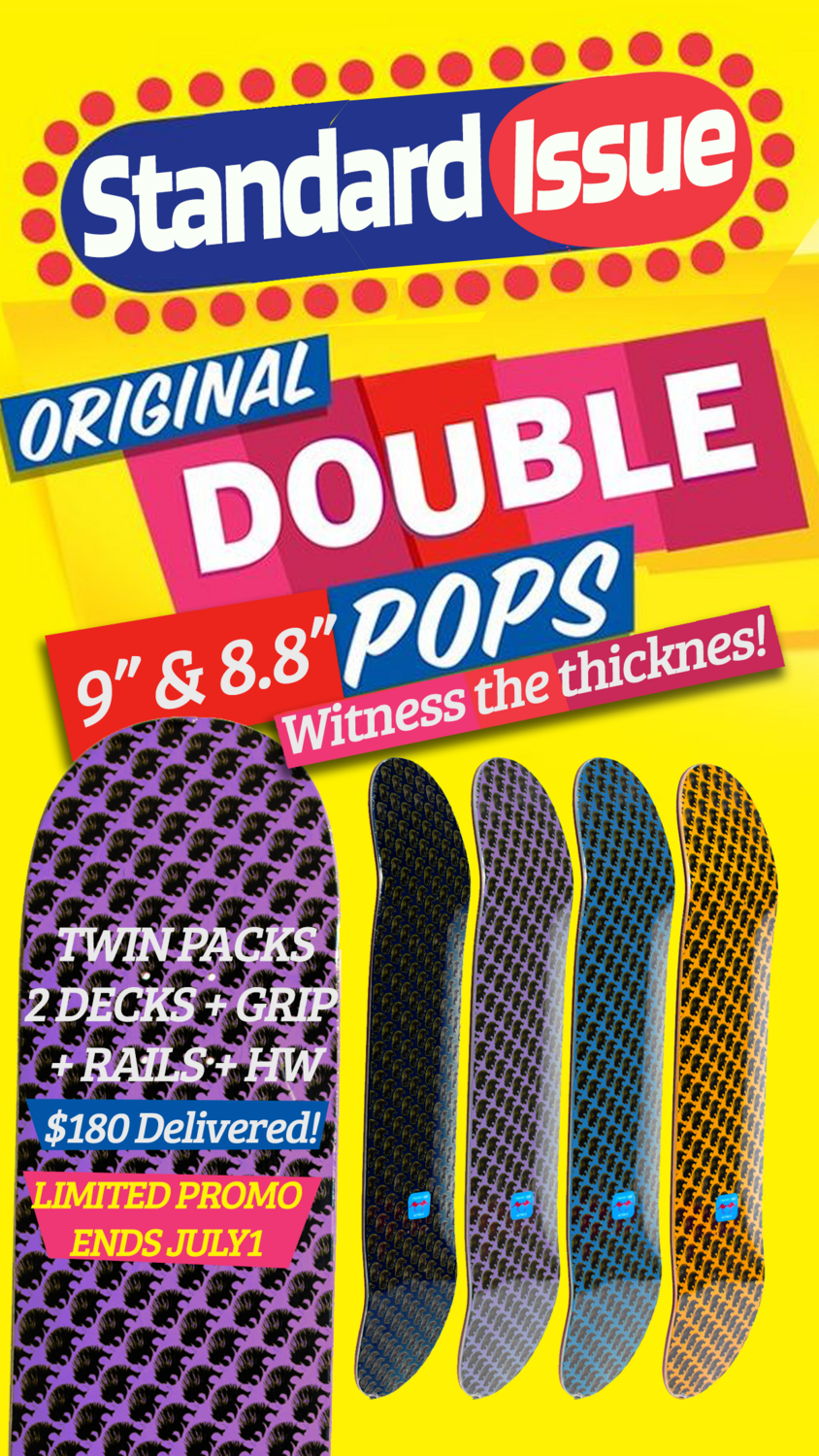 Wide 8.8“ & 9" Skateboard Deck 2 Packs, free set of deck rails