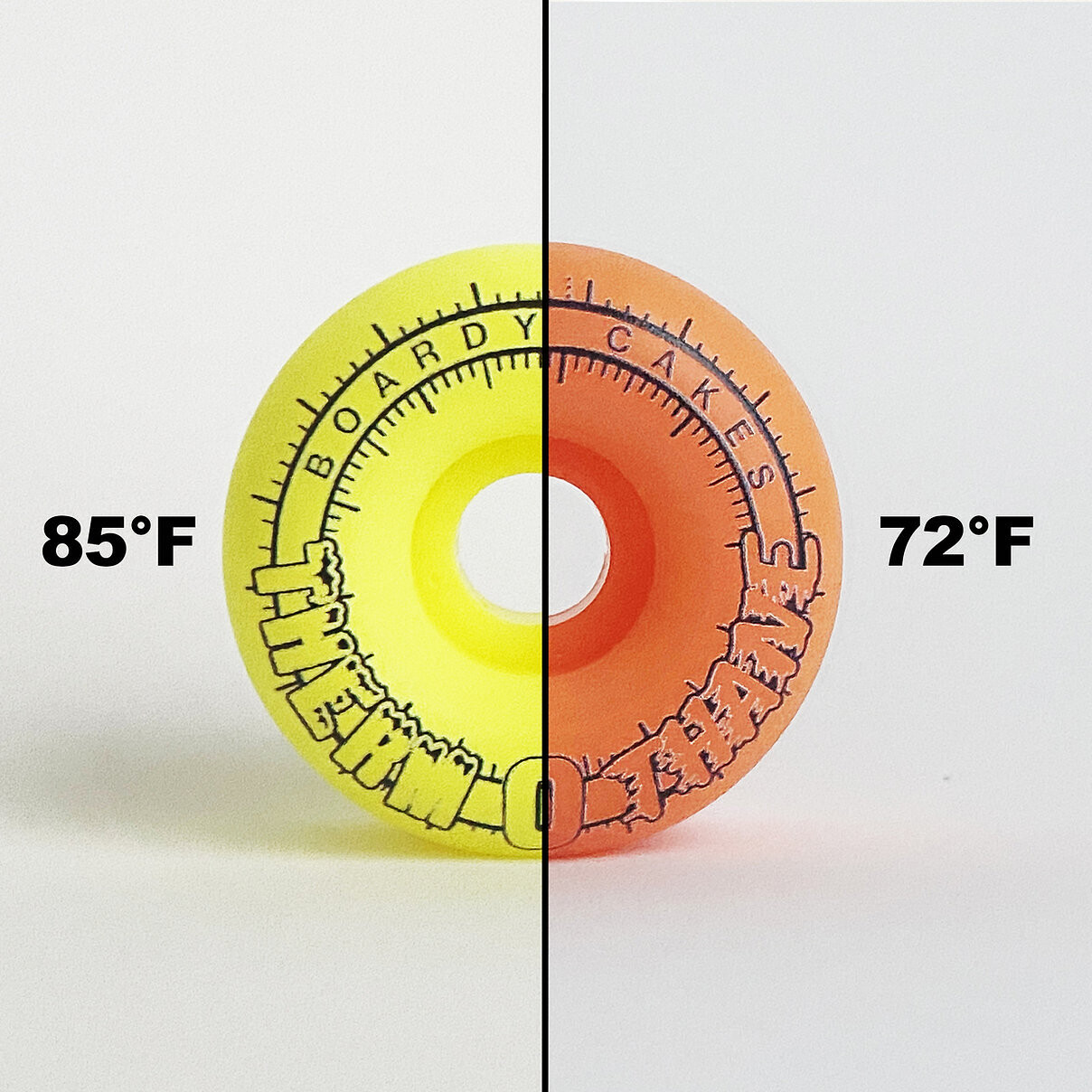 Boardy Cakes 55mm 95a Therm O Thane Heat Shift (Orange to Yellow)