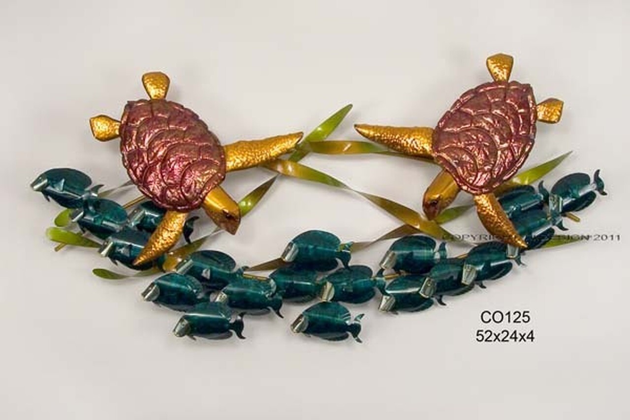Sea Turtle Frolic Metal Wall Art