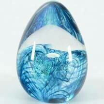 Paperweight - 2.5" Dichroic Egg- Aqua Passion Flower