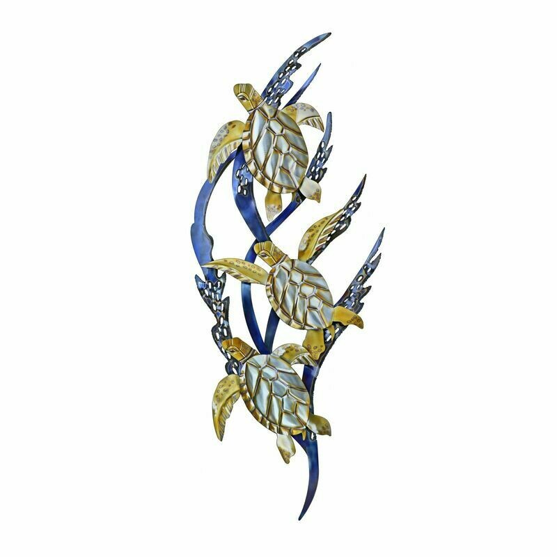 Sea Turtles In Kelp Metal Wall Art
