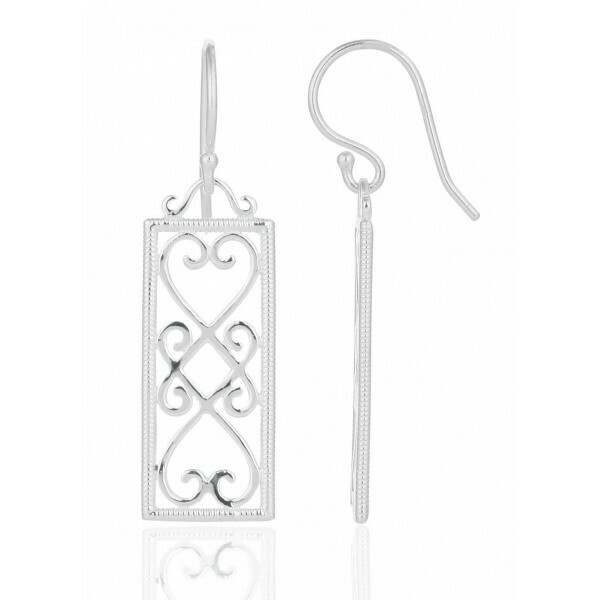 Southern Gates - Rectangular Heart Scroll Earrings