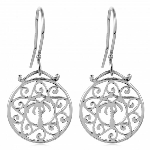Southern Gates - Small Scroll Frame Palmetto Tree Earrings