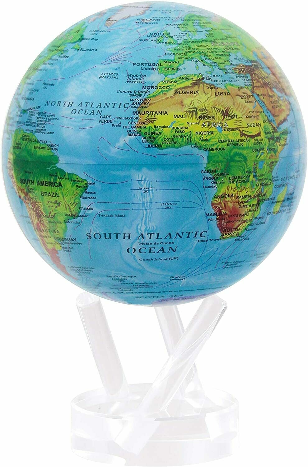 Mova Globes - 4.5" Relief Map Blue With Acrylic Base