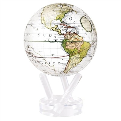 Mova Globes - 4.5" Antique Terrestrial White With Acrylic Base