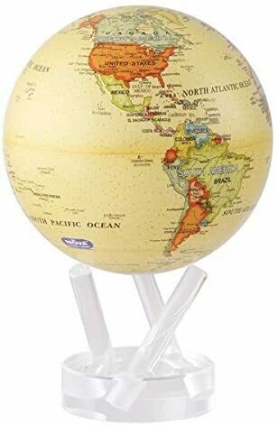 Mova Globes - 6" Political Map Yellow With Acrylic Base