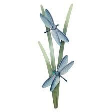 Dragonfly Pair With Reeds Metal Wall Art