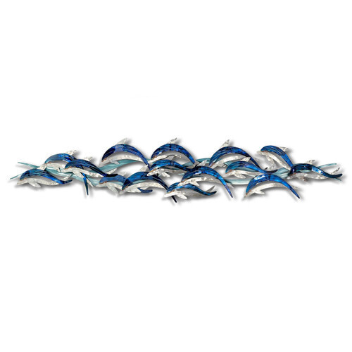 Wave Dancers Large Dolphin School Metal Wall Art