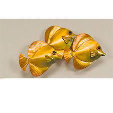 School of 3 Yellow Tang Metal Wall Art