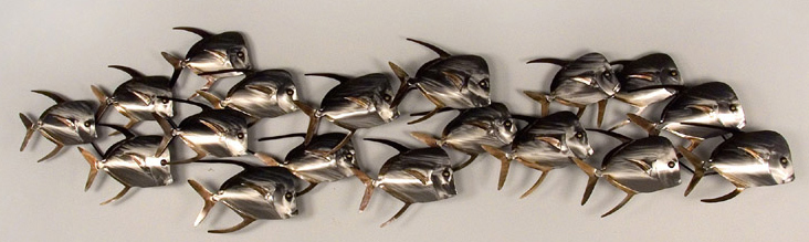 XL School of Lookdown Fish Metal Wall Art