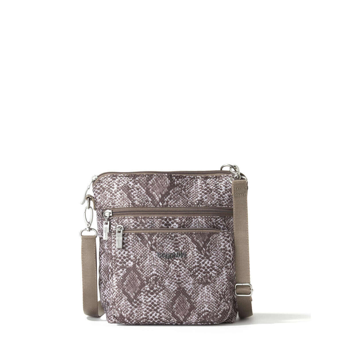 Baggalini - Modern Pocket Crossbody Handbag- Tan Python