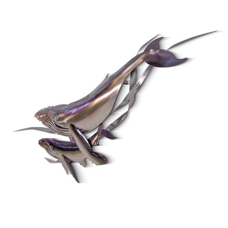 Humpback Whale and Calf Metal Wall Art