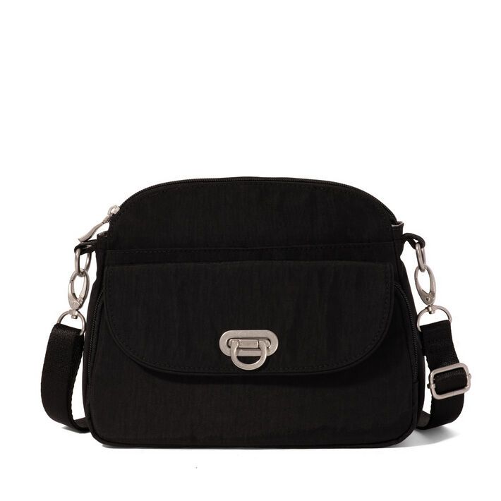 Baggallini-Coastal Flip Lock Crossbody Bag- Black