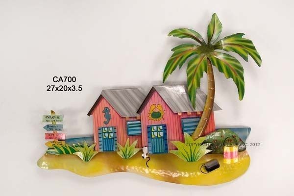 Beach Bungalow, Coral/Pink Metal Wall Art