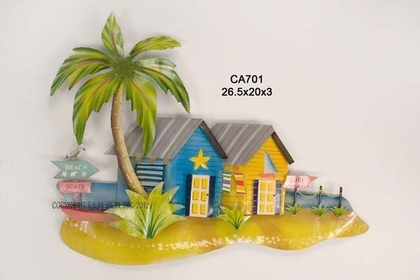 Beach Bungalow Yellow/Blue Metal Wall Art