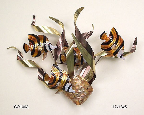 Long Nosed Butterfly Fish In Reef Metal Wall Art