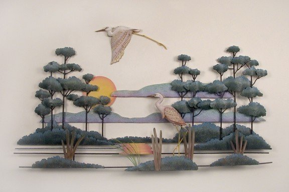 Savannah Heron Scene Wall Art