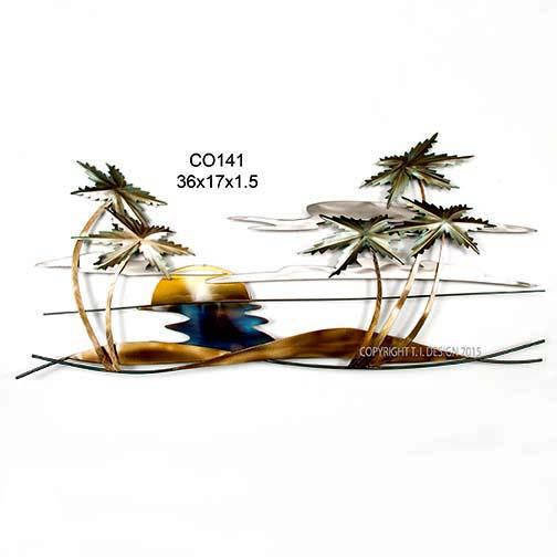 Swaying Tropical Palm Scene Metal Wall Art