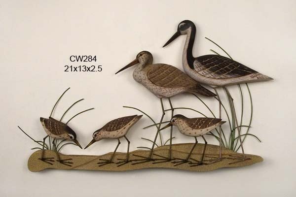 Sandpiper and Egrets Metal Wall Art