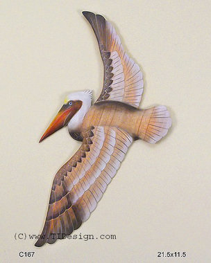Pelican Flying Wood Wall Art