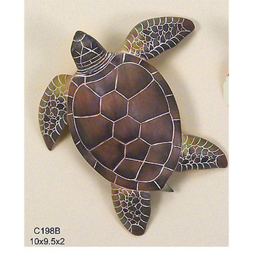 Large Green Wood Sea Turtle Wall Art