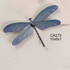 Single Dragonfly Blue Metal Wall Art
