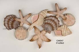 Shell Cluster Hand Carved Wood Wall Art