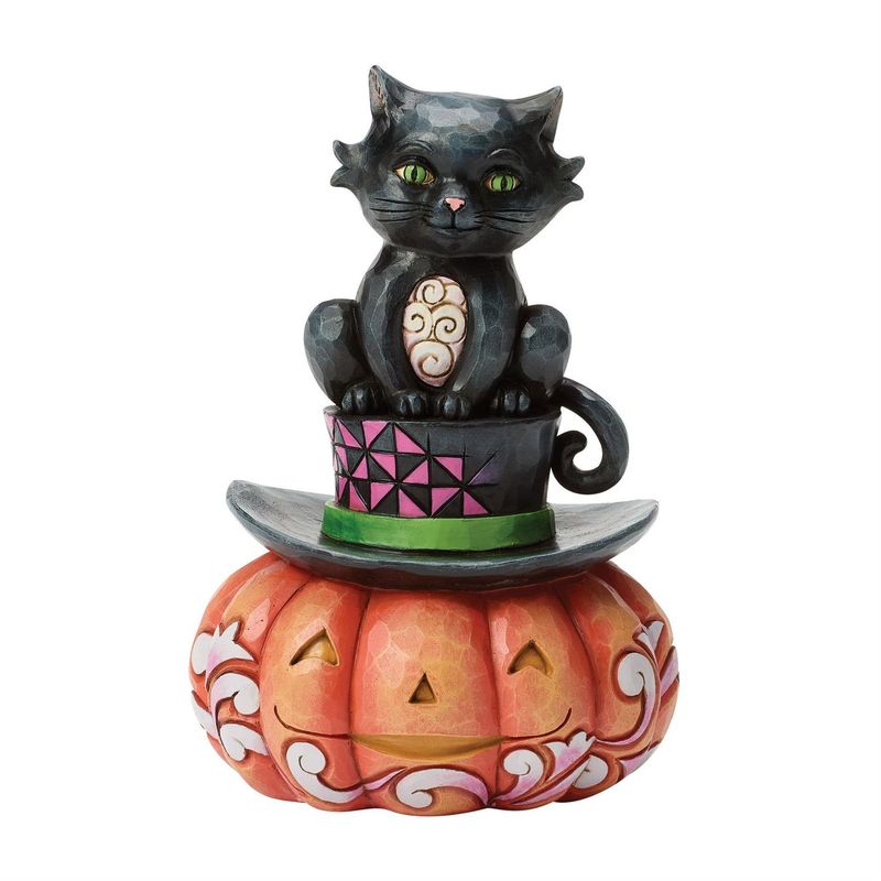Jim Shore- Black Cat on Top Hat Pumpkin
