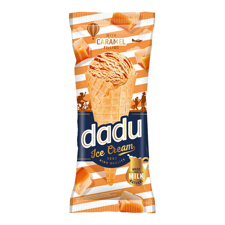 Dadu Caramel Ice Cream w Caramel Filling in Wafer Cone $1.50