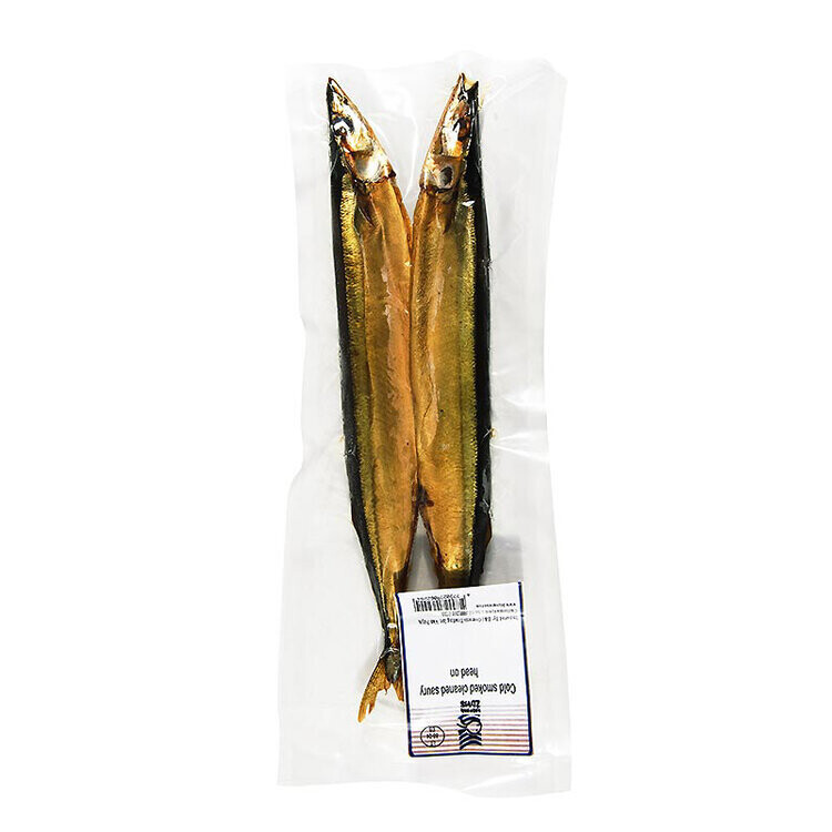 Cold Smoked Cleaned Saury Head On VP $2.95 EA