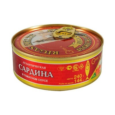 Riga Gold Sardines in Tomato Sauce (EO) 240g 24cs $1.80