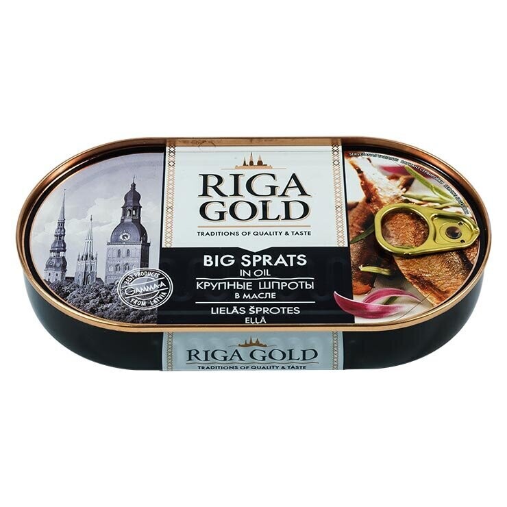 Riga Gold Smoked Sprats in Oil (EO) 190g $2.25