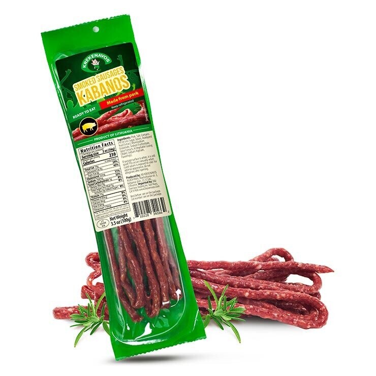 Krekenavos BEEF &amp; Pork Kabanos Dried Smoked Sausages $4.95