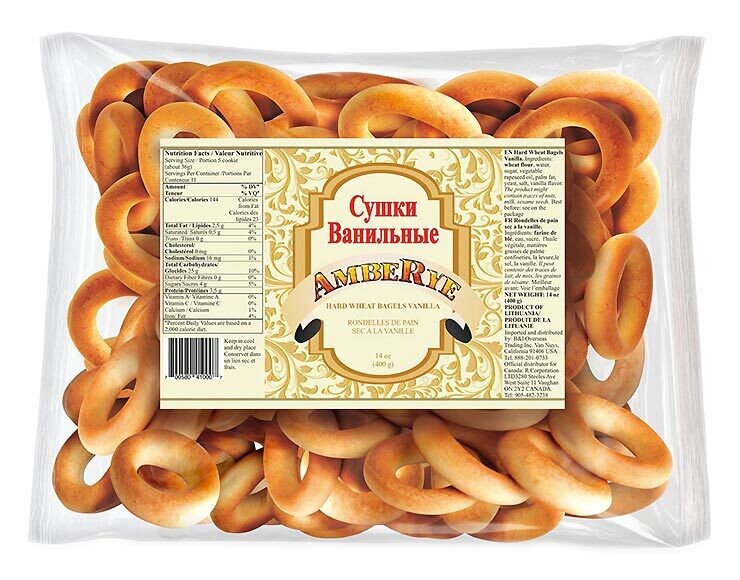 Sushki Hard Wheat Bagels Vanilla 400g 10cs Lithuania $2.90