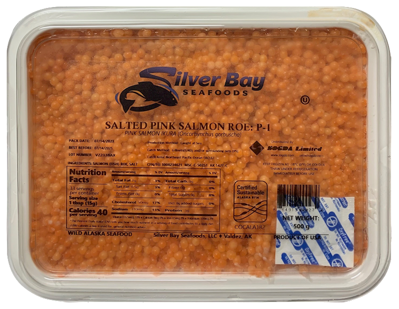 &quot;SILVER BAY&quot; PINK Salmon Ikura P1 500g 24cs Per $36.00 LB