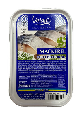 Mackerel In Oil Veladis 500g 12cs Ukraine $6.40