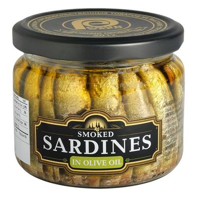 Riga Gold Smoked Sardines in Olive Oil Glass Jar 250g