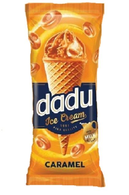 Dadu Caramel ice cream with Caramel filling and waffle crisps 150ml Cone 24cs  $1.80