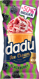 Dadu Vanilla Ice Cream with Raspberry pieces and Blackberry filling 180ml 24cs Lithuania $1.80