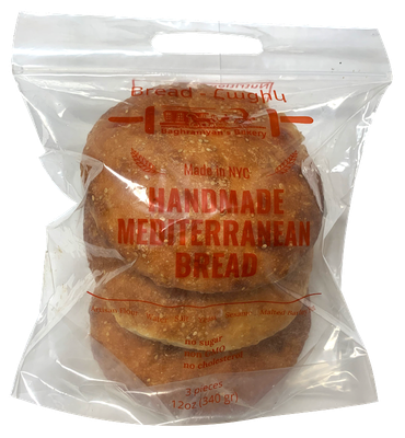 Hand made Mediterranean Bread 3 pcs $2.40