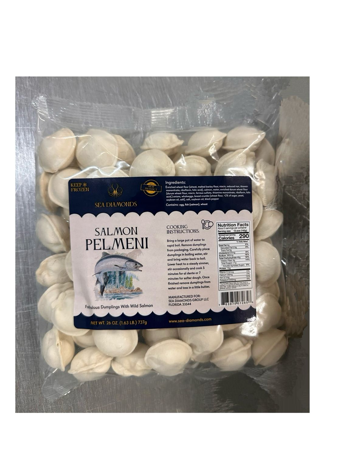 SALMON PELMENI Fabulous Dumplings With Wild Salmon $8.95