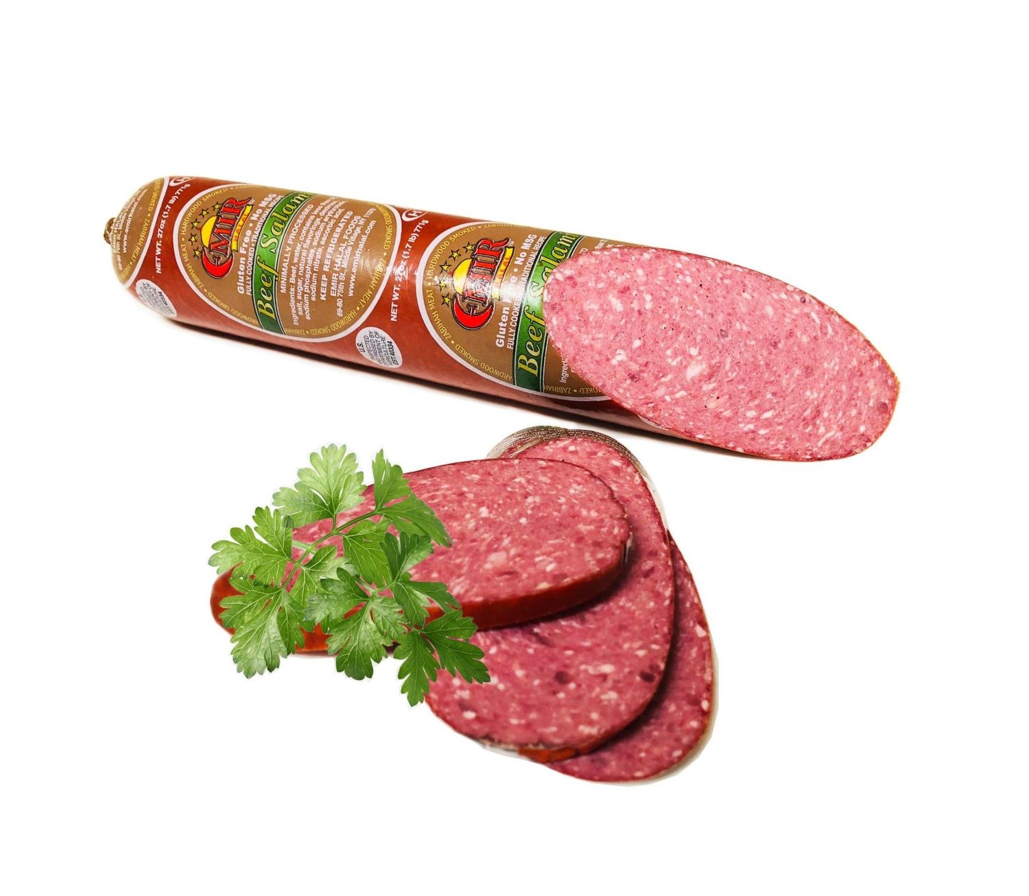 Premium HALAL Smoked Beef Hard Salami Long by lb $8.50